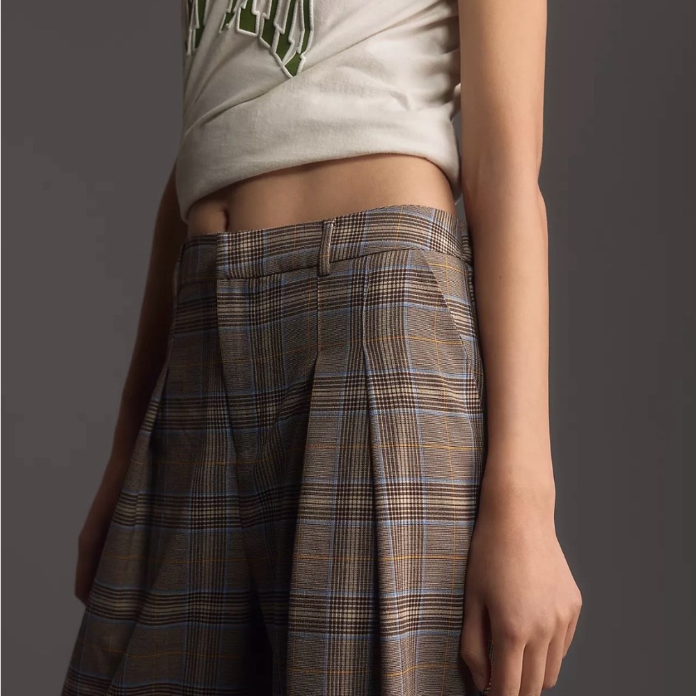 The Avery Elastic-Back Plaid Trousers by Maeve